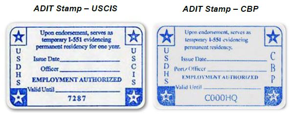 Sample ADIT stamps